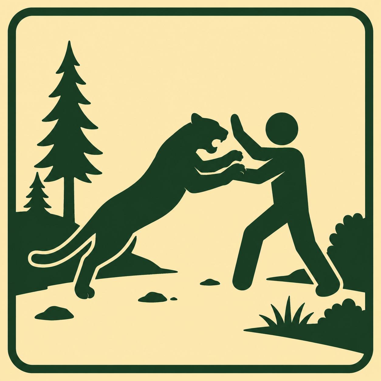 Person defending themselves during a mountain lion attack