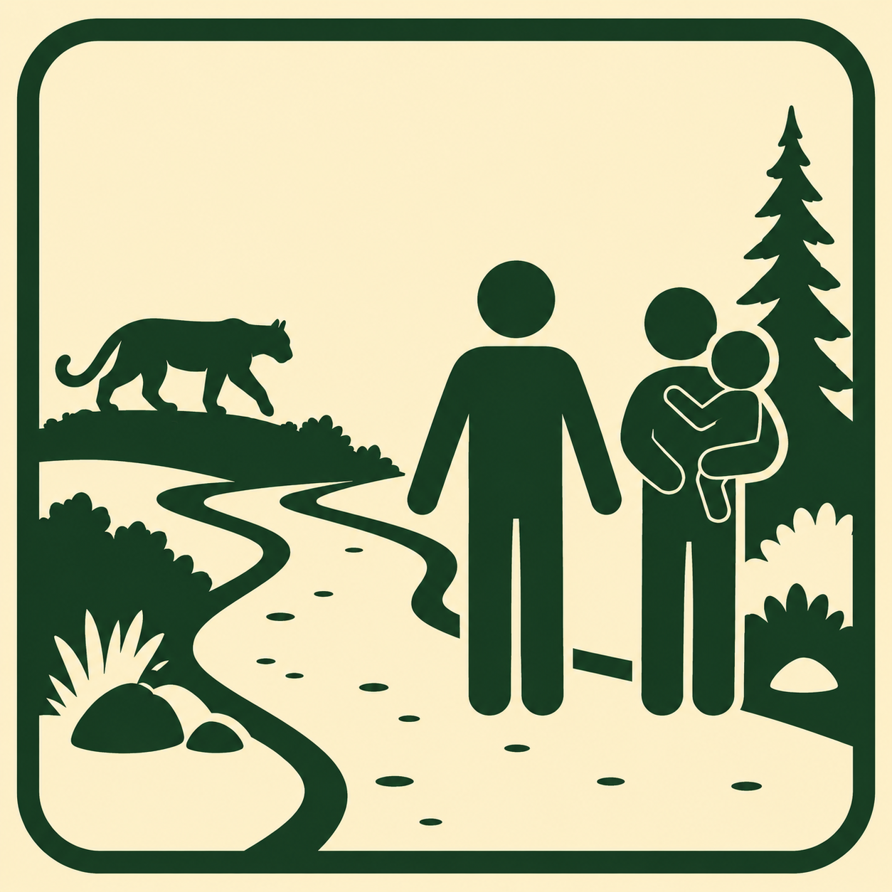 Family remaining together after seeing a mountain lion