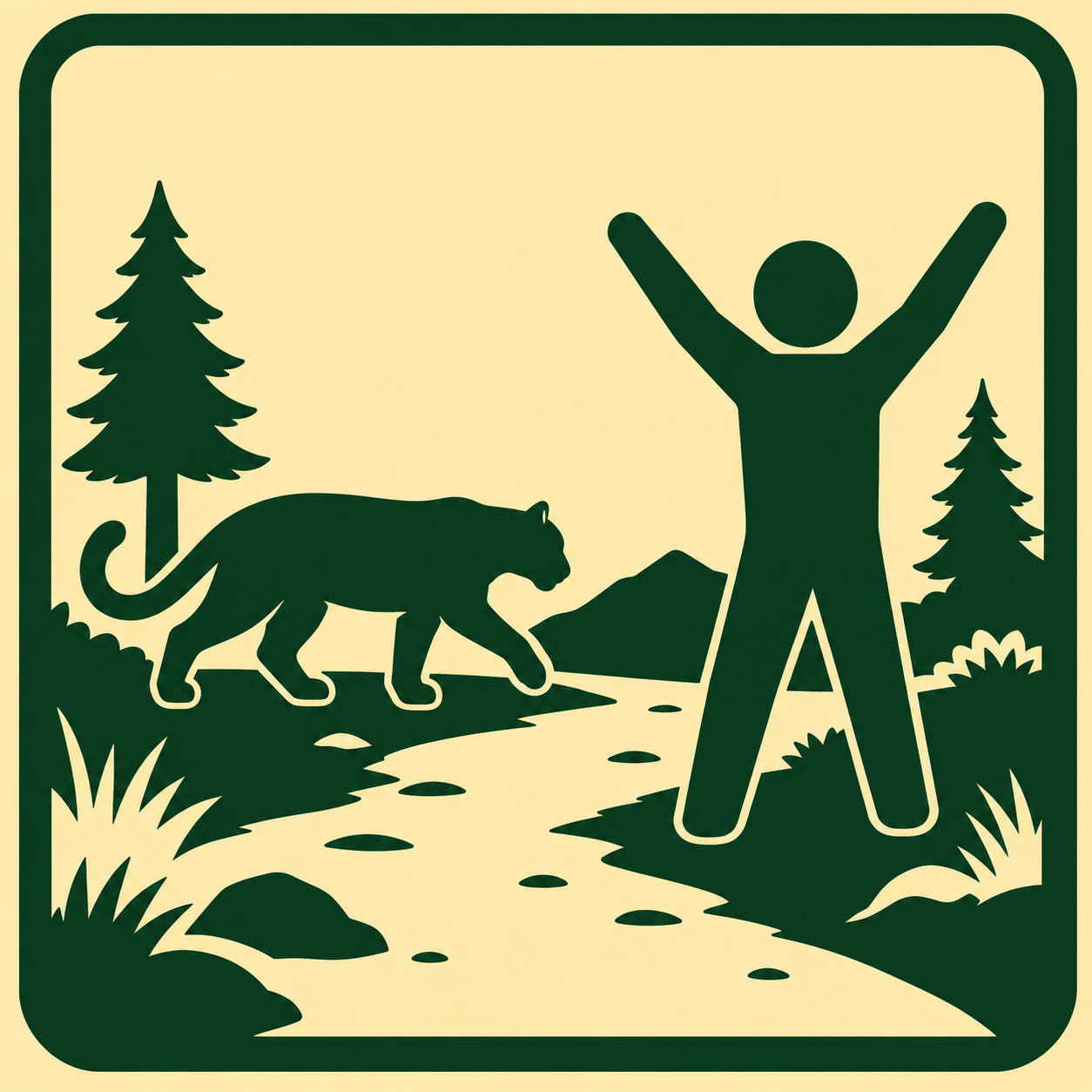 Person raising their arms to appear larger during a mountain lion encounter