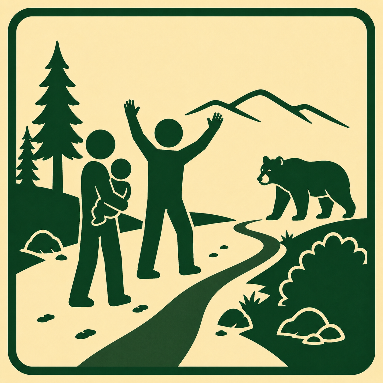 Family staying together and appearing large during a black bear encounter