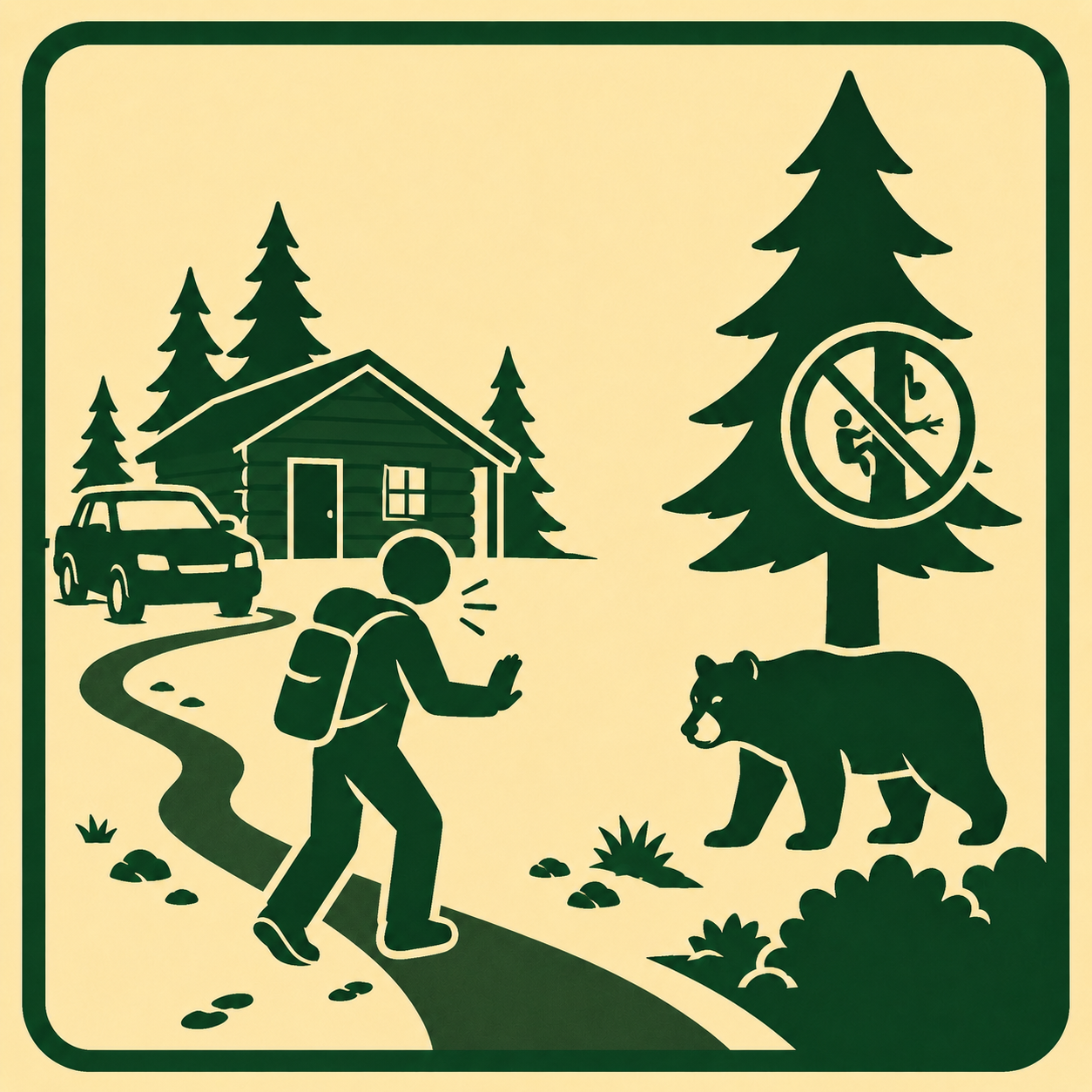 Person moving toward a vehicle or building during a black bear encounter