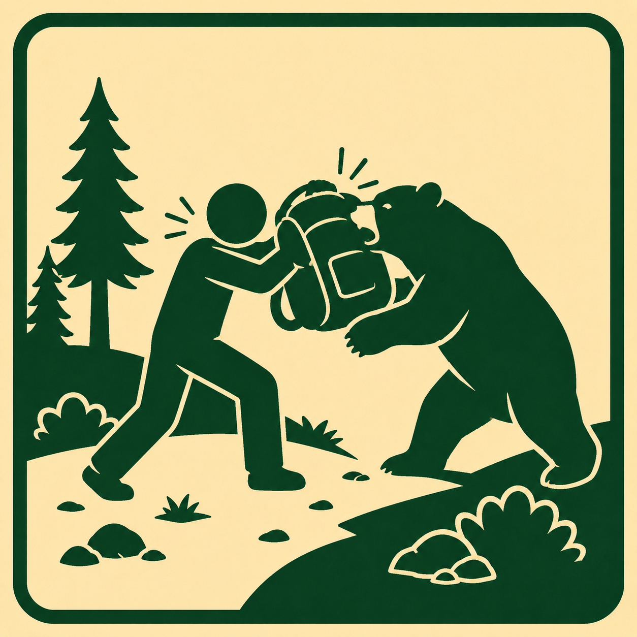 Person using a backpack for protection during a black bear attack